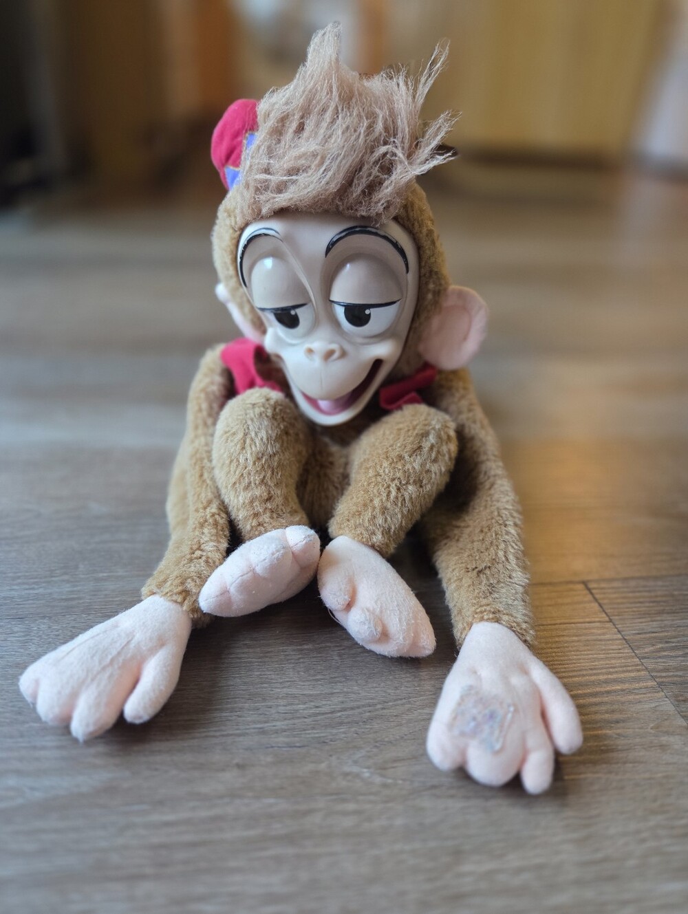 Vintage 90s Disney Aladdin Abu Plush Hand Puppet Stuffed Animal Toy